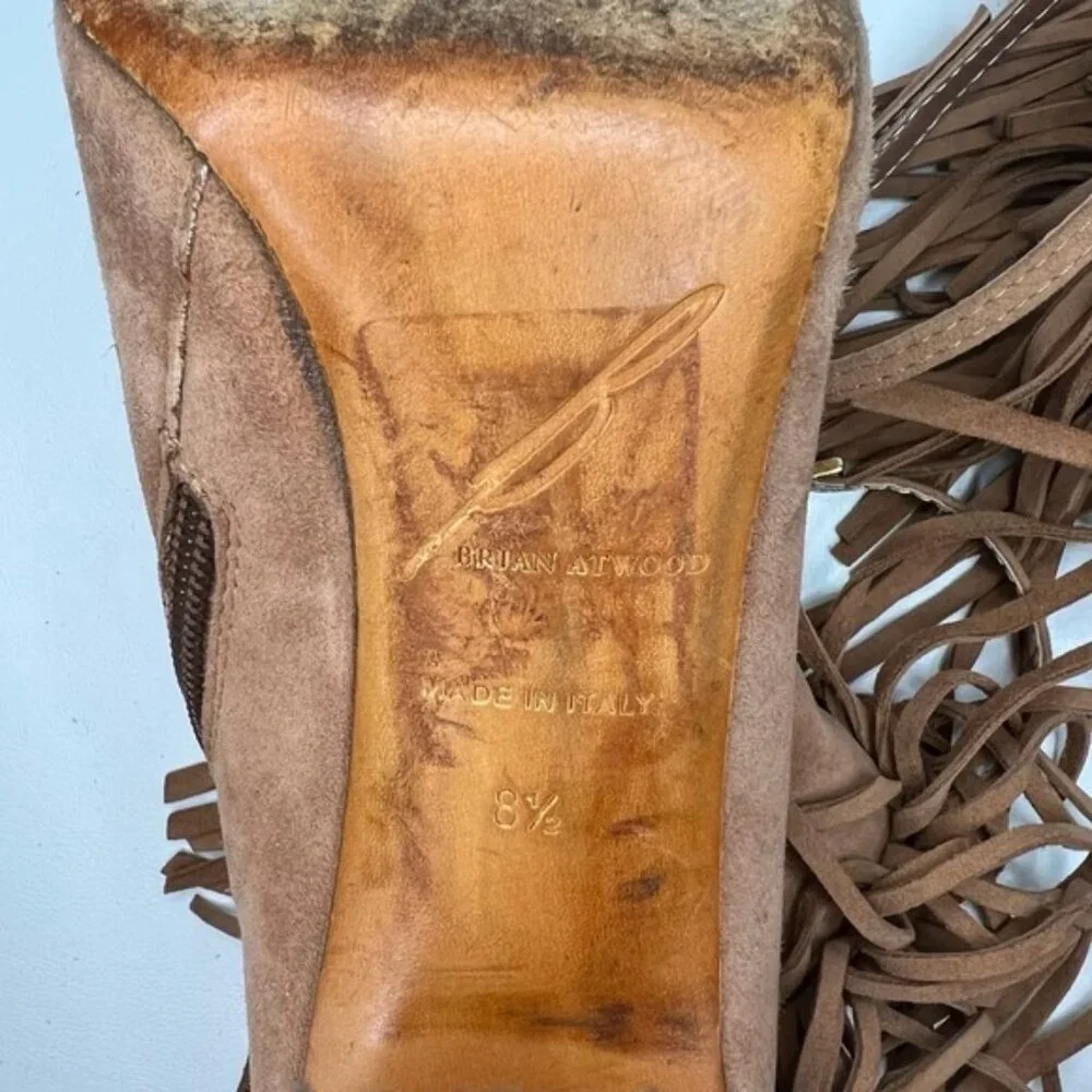 B BRIAN ATWOOD Made‎ in Italy 🇮🇹 Suede Booties Fringe Details Size 8.5 - Picture 12 of 16